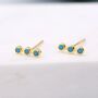 Tiny Turquoise Bar Stud Earrings In Sterling Silver, thumbnail 1 of 12