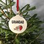 Personalised Wooden Cute Robin Bauble Tree Decoration, thumbnail 1 of 4