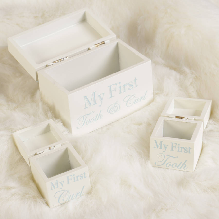 baby's first tooth and curl keepsake boxes by bebe beau