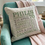 Personalised 70th Birthday Word Art Cushion, thumbnail 1 of 9