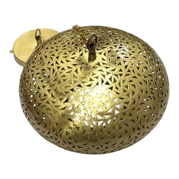 Hand Perforated Moroccan Brass Pendant Lamp | Artisanal Made, 4 of 12