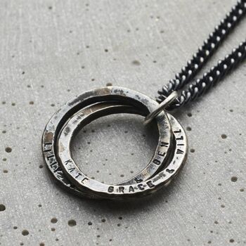 Personalised Men’s Textured Interlinking Hoops Necklace, 4 of 5