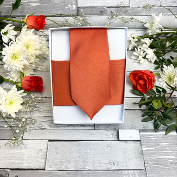 Rust Shantung Wedding Tie Set, 8 of 12