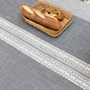 Blue Gray Cotton Linen Rectangular Table Cloth, 5 of 7