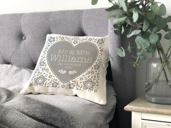 Personalised Wedding Anniversary Floral Heart Cushion, 3 of 8