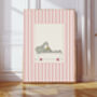 Babar The Elephant Bath Time Pink Nursery Art Print, thumbnail 1 of 3
