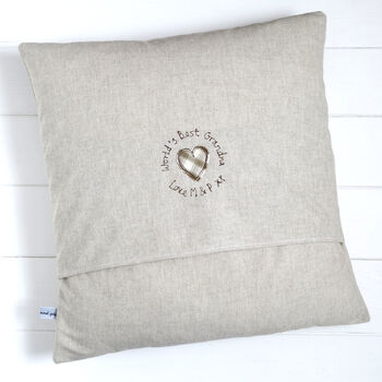 Personalised Linen Christmas Cushion With Pocket Gift, 6 of 12