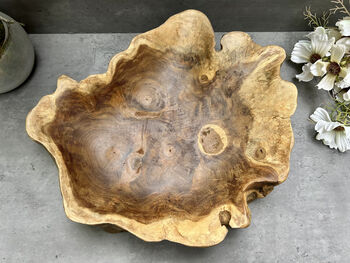 40cm Handmade Wooden Root Bowl – Balinese Gamal Wood, 3 of 12