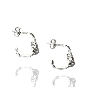 Semi Hoop Knot Sterling Silver Earring, 4 of 4