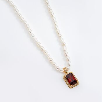 Garnet Pearl Strand Necklace, 4 of 5