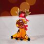 Hand Blown Glass Reindeer With Santa Hat, thumbnail 1 of 6