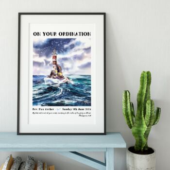 Personalised Ordination Lighthouse Print, 4 of 4