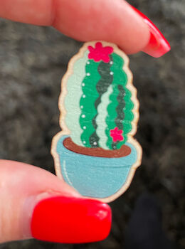 Wooden Brooch, Wood Pin, Cactus Pin, Eco Friendly, 5 of 6