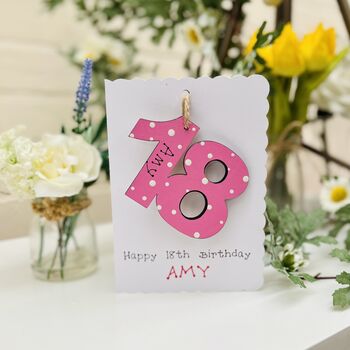 Personalised 18th Birthday Card Wooden Number Gift, 4 of 12