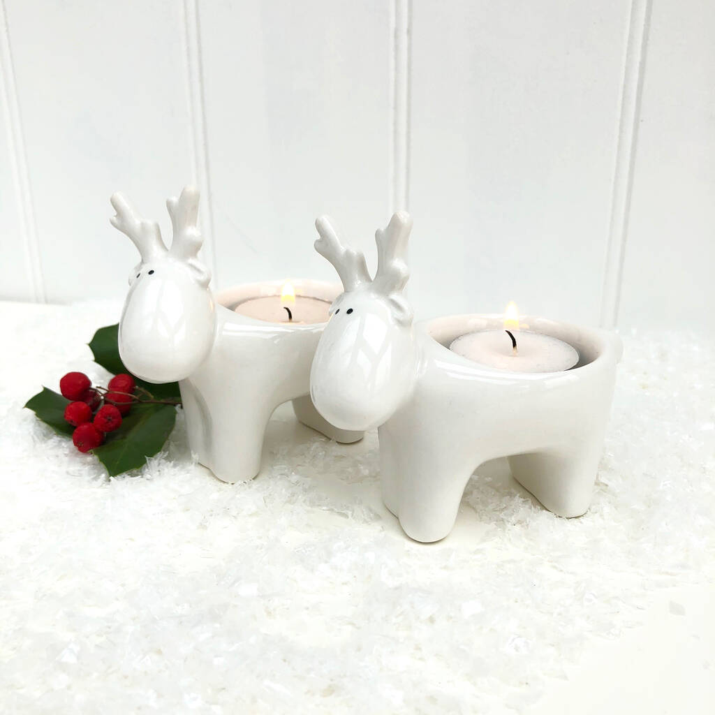 Ceramic Reindeer Candle Holders By Pink Pineapple Home & Gifts ...