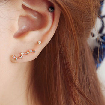 Sterling Silver Asymmetrical Constellation Stud Earrings, 2 of 5