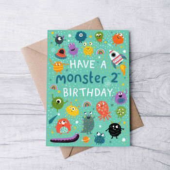 Any Age Monsters Birthday Card, Boys Birthday Card, Aliens, 5 of 7