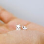 Tiny Moon And Star Stud Earrings, thumbnail 1 of 10