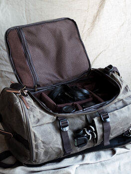 Waxed Canvas Camera Backpack/Weekend Hold All, 8 of 12