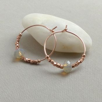 Rose Gold Hoops Elaborated With Grey Swarovski Crystals, 5 of 12