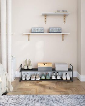 Stackable Shoe Storage Organiser Rack Metal Shelf, 3 of 9