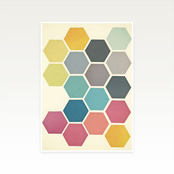 Honeycomb Ii Geometric Art Print, 2 of 2