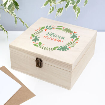 Personalised Hello Baby Wreath Keepsake Box, 10 of 12
