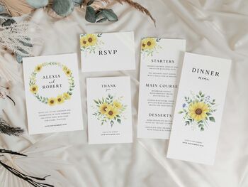 Sunflower Bouquet Concertina Wedding Invitations, 4 of 4