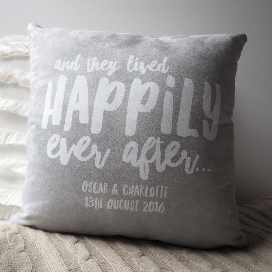 Happily Ever After Newlywed Couples Cushion By Sweetlove Press ...