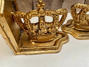 Gold Crown Bookends Regal King And Queen Ornaments Gifts, 8 of 8