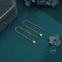 Sterling Silver Tiny Hammered Disk Chain Threader Earrings, thumbnail 4 of 11