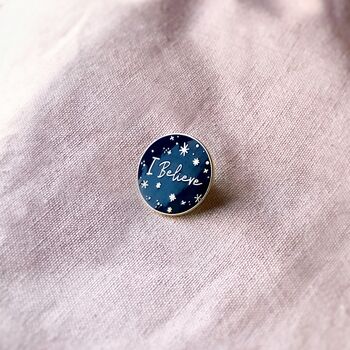 'I Believe' Navy Enamel Pin Badge, 6 of 12