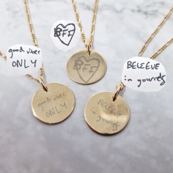 Gold Vermeil Plated Actual Handwriting Phrase Necklace, 2 of 7