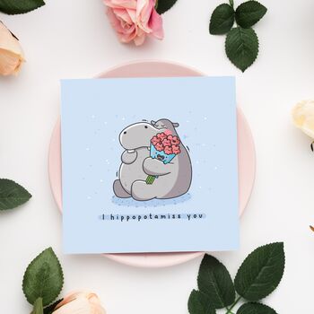 Cute Hippo Miss You Card, 3 of 10