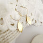 Large Leaf Gold Plated Brass Statement Hoops, thumbnail 4 of 5