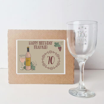 Personalised 70th Birthday Engraved Wine Glass Gift, 2 of 8