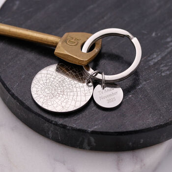 Star Map Memorable Date Black Steel Keyring, 6 of 12