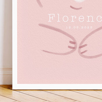 Cute Bear Personalised Name And Date Print, 3 of 10