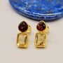 Garnet Citrine Silver Stud Earrings, thumbnail 10 of 11