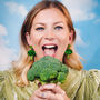 Small Broccoli Green Glitter Resin Earrings, thumbnail 3 of 3