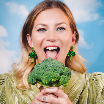 Small Broccoli Green Glitter Resin Earrings, 3 of 3