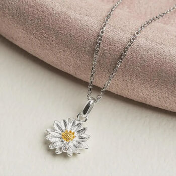 Personalised Sterling Silver September Aster Birth Flower Pendant Necklace, 4 of 9