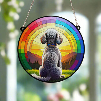 Bedlington Terrier Rainbow Bridge Stained Glass Effect Suncatcher, 2 of 5