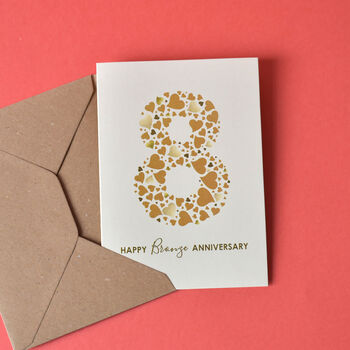 Love Hearts Bronze 8th Anniversary Card, 2 of 8