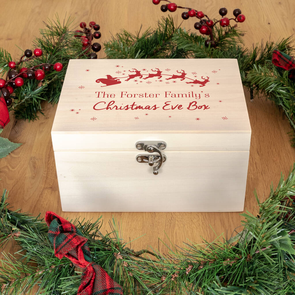gift for kids or family Christmas Eve Sleigh Box childrens decorations Personalised Wooden boxes my first