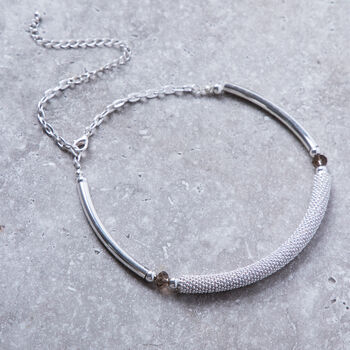 Silver Colour Collar Necklace With Bead Textured Detail, 2 of 3