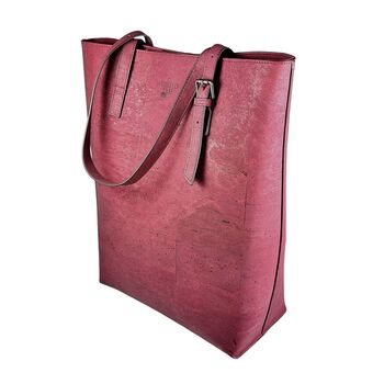 Ladies Vegan Cork Leather Tote Bag | Amadora In Raspberry, 2 of 6