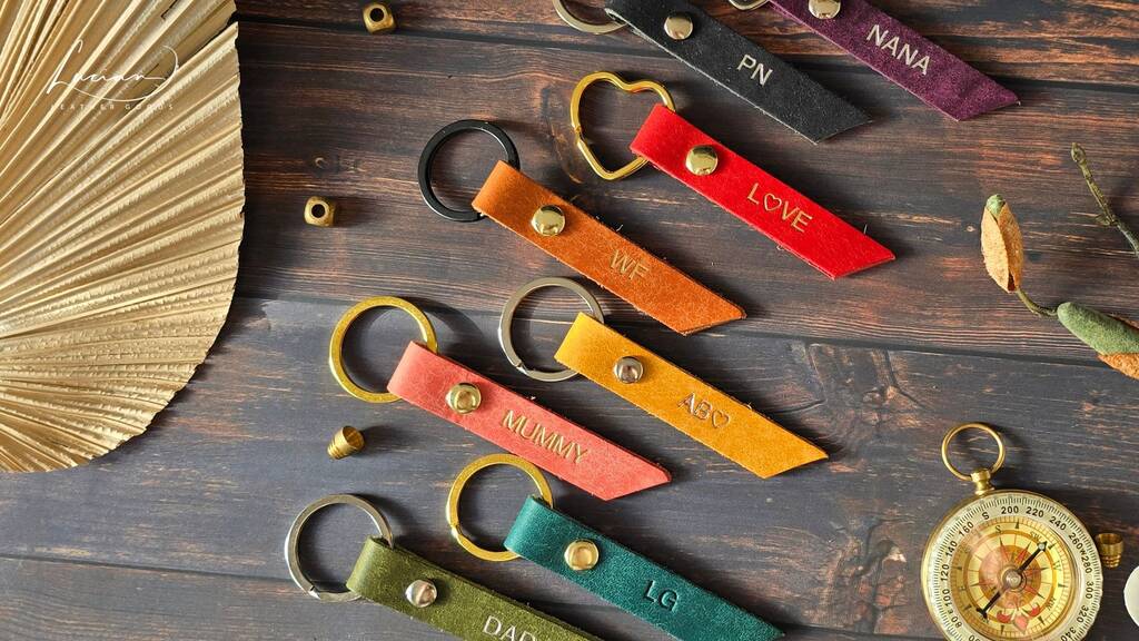 Personalised Leather Keychain Gift, 1 of 7