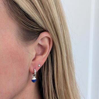The Orb Lapis Lazuli September Birthstone Earrings, Silver, 2 of 5