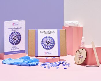 Blue Coaster/Mandala Beginner Mosaic Kit, 4 of 9